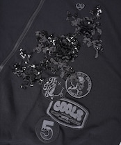 【直営店限定ITEM】レース×パッチルーズジップフーディー (BLACK) CQ-47125H