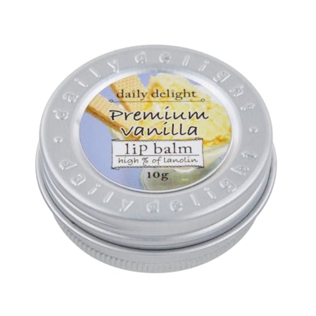 daily delight(デイリーディライト) リップバーム プレミアムバニラ 10g(リップクリーム 缶入り 唇用保湿クリーム 上質なバニラアイスクリームの香り)