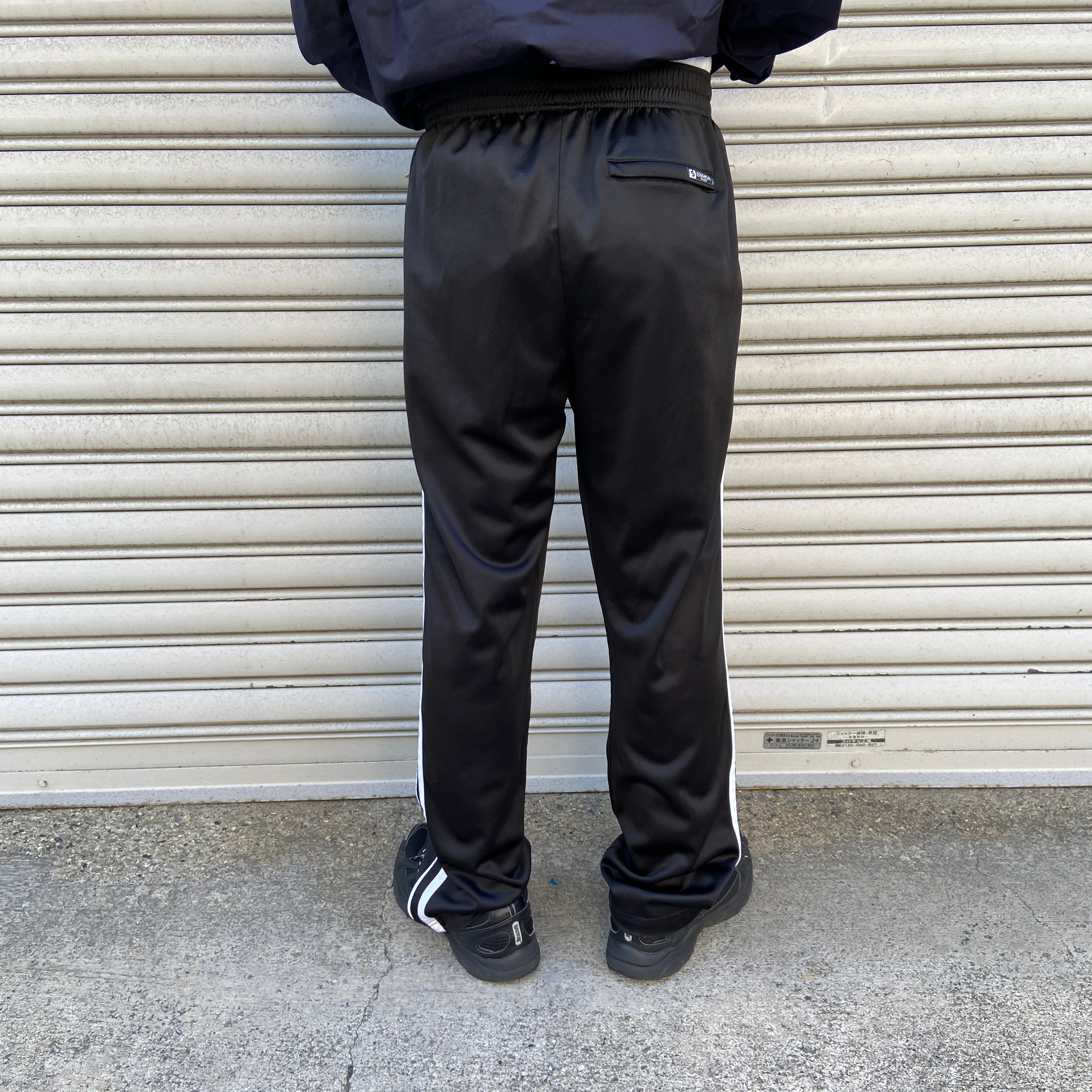 【BUCCA44】スリーブライン 刺繍ロゴ トラックパンツ  黒 XL