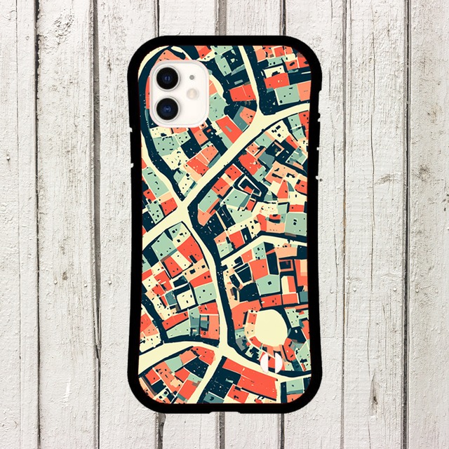 受注生産 iPhoneケース 赤青の環状道路シティマップ｜都市地図 UMAP012D