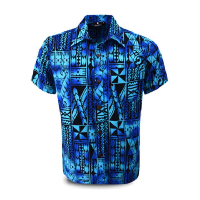 Aloha Shirt 2019 Tapa Blue【Size:L】