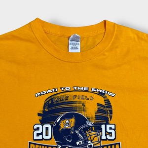 【GILDAN】高校 アメフト ロゴ プリント Tシャツ LARGE pewamo westphalia football ギルダン イエロー US古着