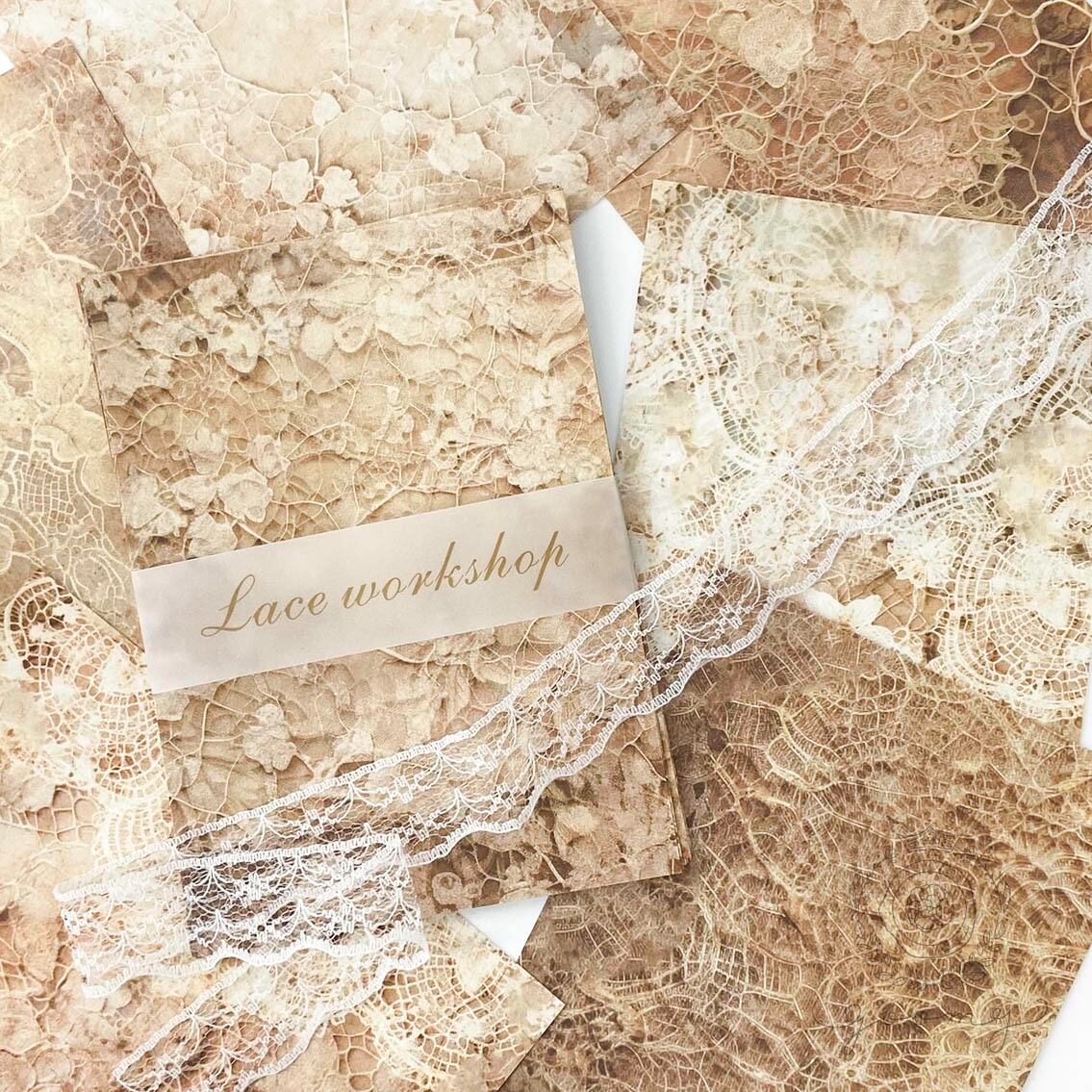 レース付デザインペーパー ブラウン<P364>