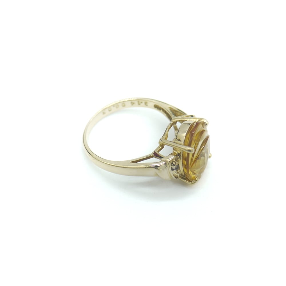 K18 イエローカラーストーン ダイヤモンド デザインリング 18金 指輪