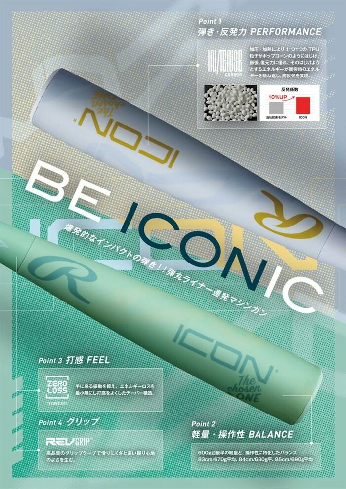 送料無料】野球 ローリングス ICON アイコン バット 軟式複合バット