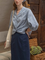 Provence Linen Blend Straight Skirt F0776