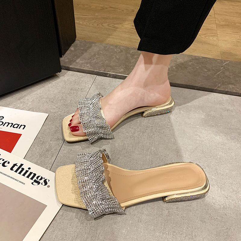 ミュールサマースタイルラインストーンサンダル 靴 シューズ 夏物 フェイクシューズ22357665521