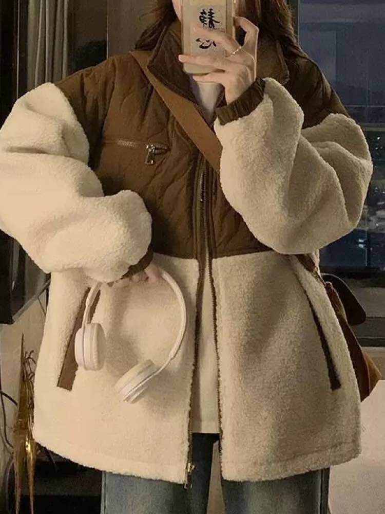 ぬくもり感じる異素材MIXでシャレ見え キルティング切替ボアブルゾン