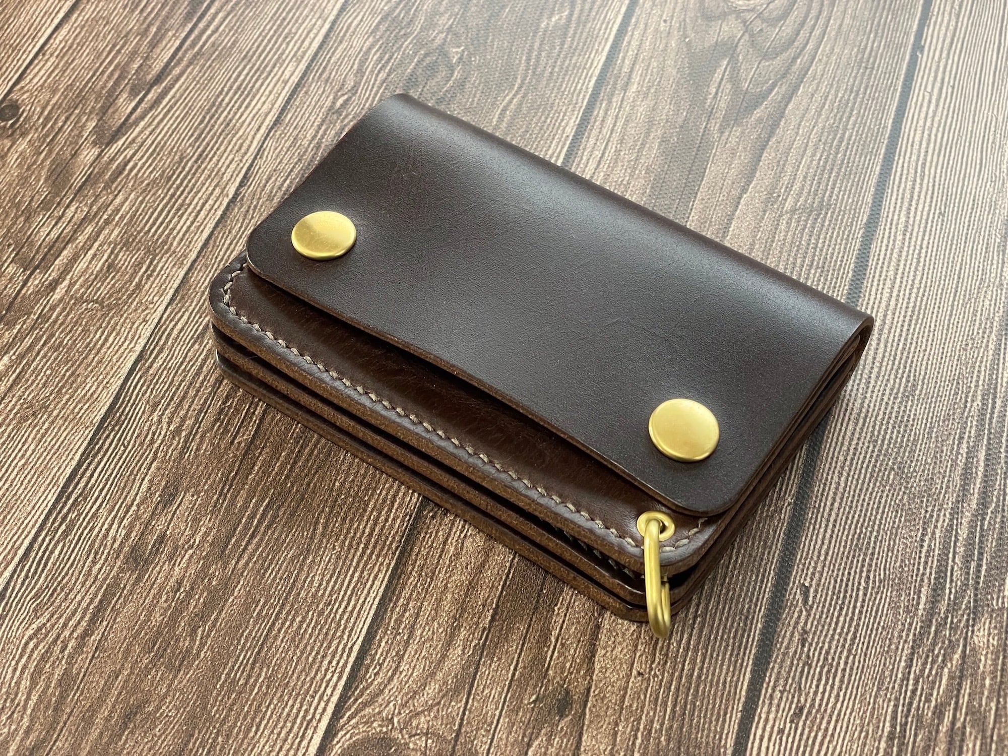 コインケース Horween社 クロムエクセル 茶芯 ブラック 在庫品】ショートトラッカーウォレット/Horweenクロム