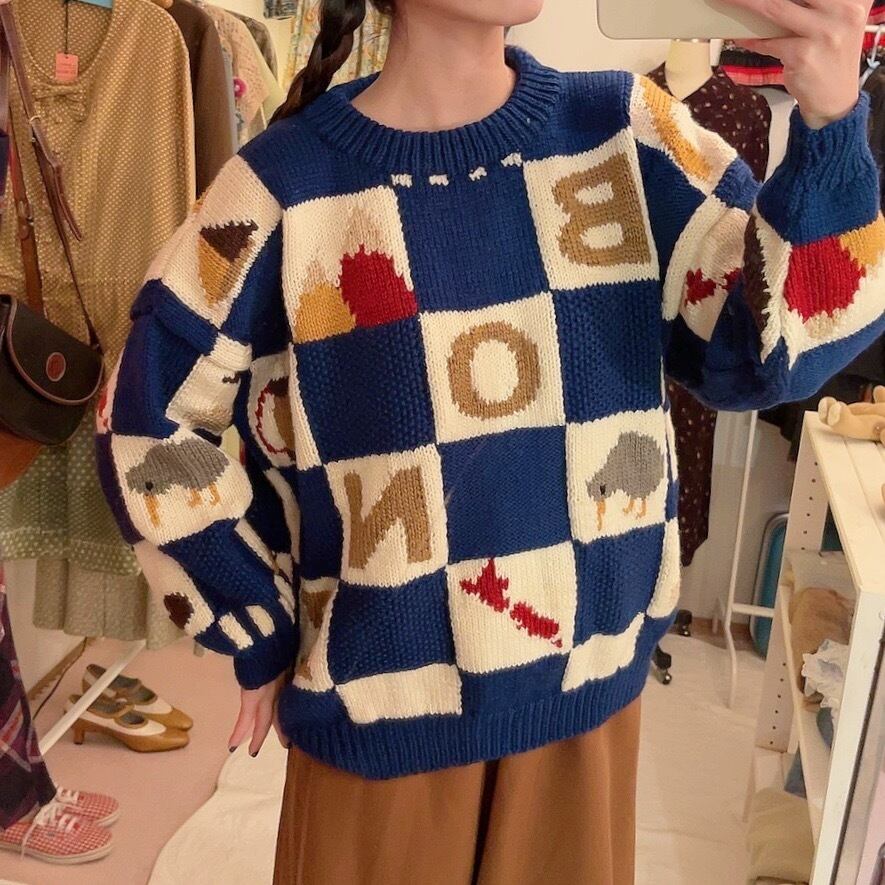 made in new zealand blue block sweater
