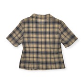 DAKS ダックス チェック柄 半袖 シャツ ジャケット サイズ 11R /レディース/日本製/薄手/ベージュ×ネイビー系