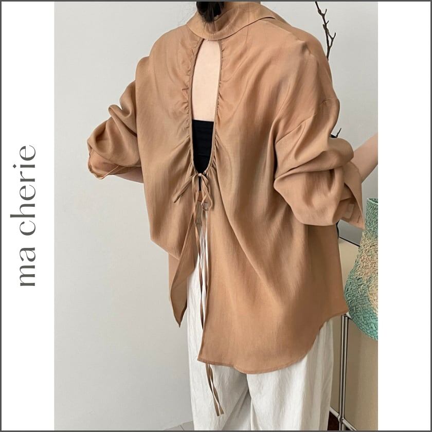 open back long sleeve sheer shirt m0392