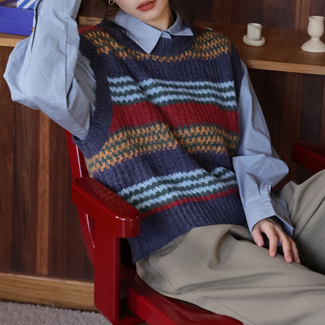 retro knit pullover vest