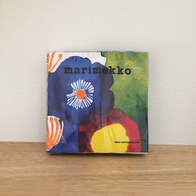 【marimekko】カクテルサイズ ペーパーナプキン JUHANNUSTAIKA ホワイト×ブルー