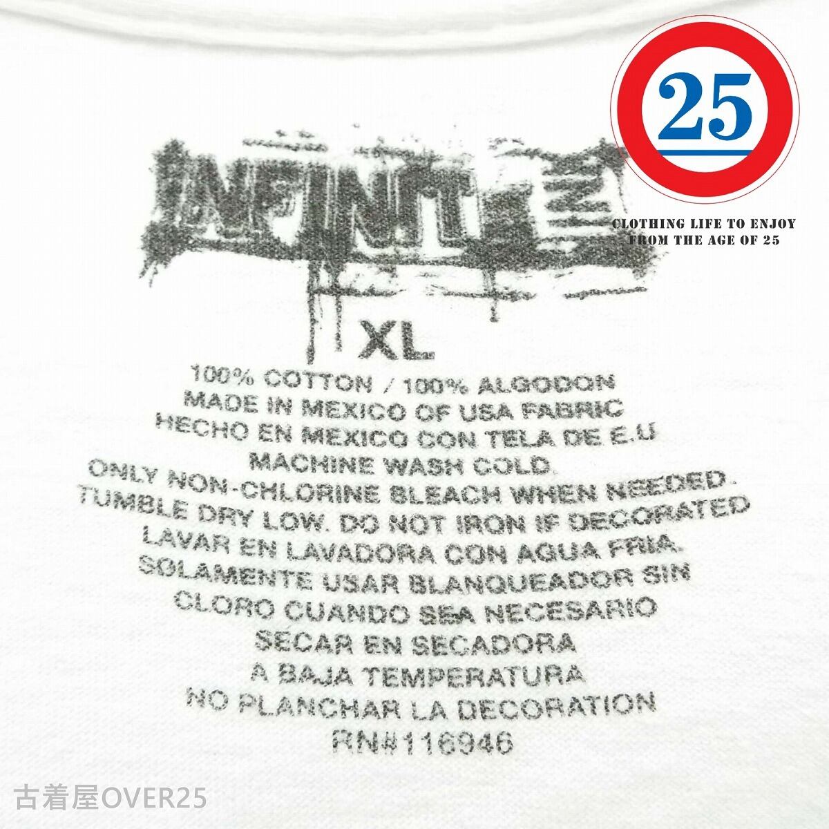 XLサイズ｜INFINITE SO MANY GUITARS SO LITTLE TIME エレキギター guitar クルーネック 半袖Tシャツ  オフホワイト【湘南倉庫】USメンズ古着　白T　ビッグサイズTシャツ