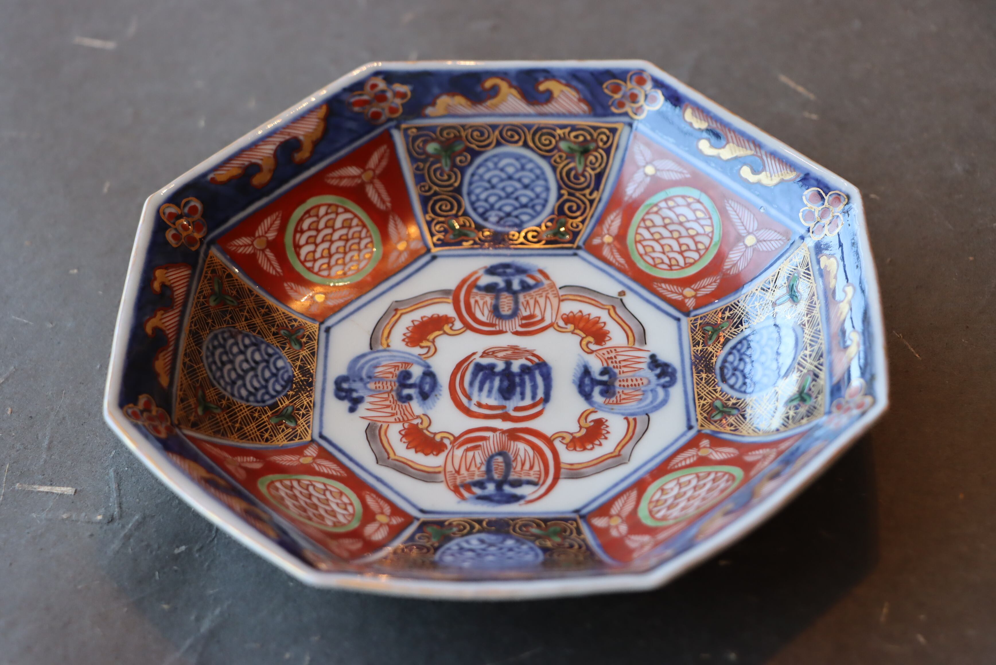 大聖寺伊万里 色絵 鳳凰文 八角形 平向付/Daisho-ji Imari octagonal