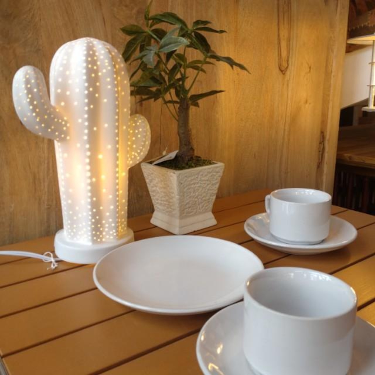 Dulton PORCELAIN CACTUS LIGHT MAT WHITE Lamp AccentLamp Atmosphere Interior　