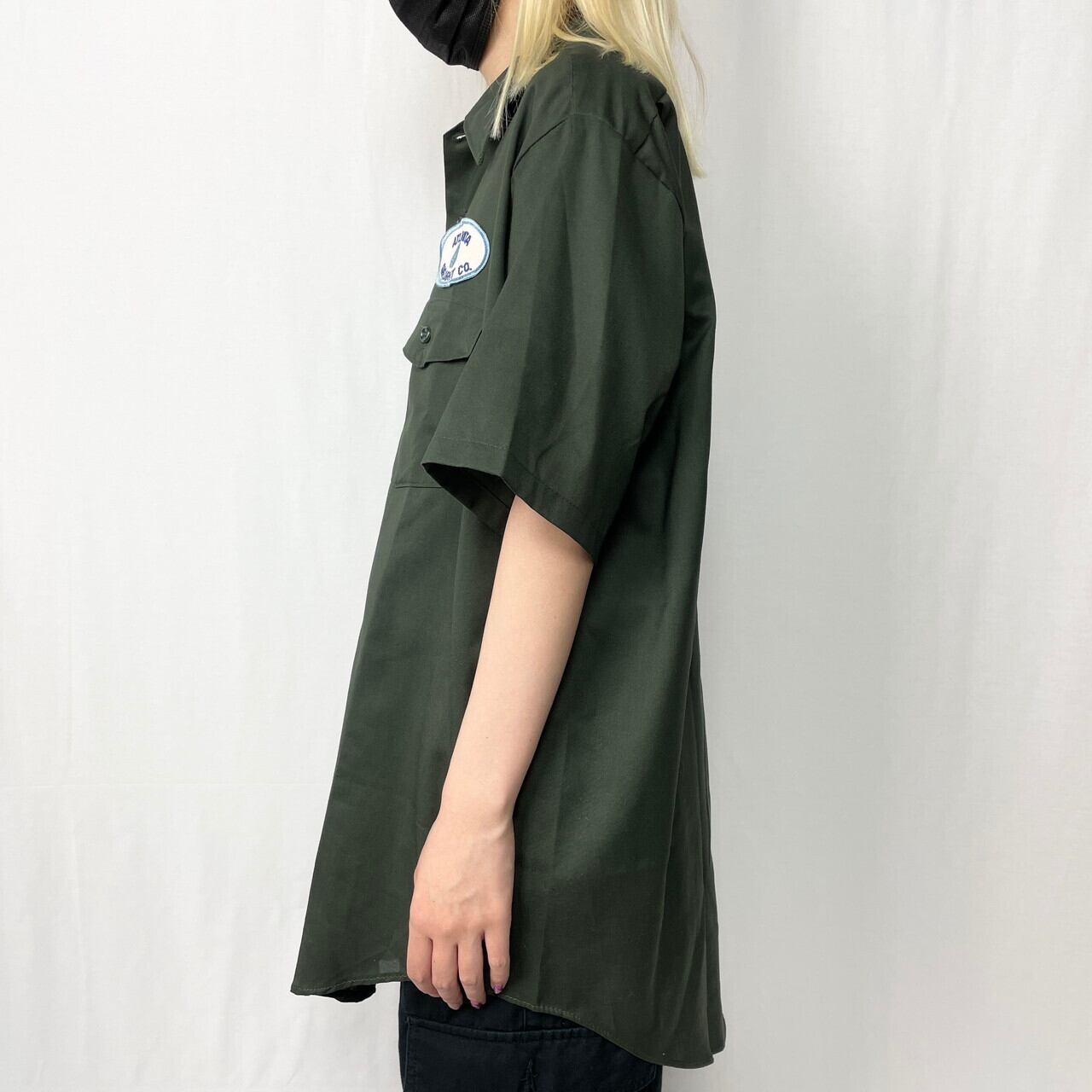70年代 Lee リー チェーン刺繍 ワッペン 半袖ワークシャツ メンズL相当