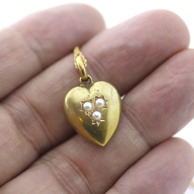 Pearl & Gold Heart Pendant