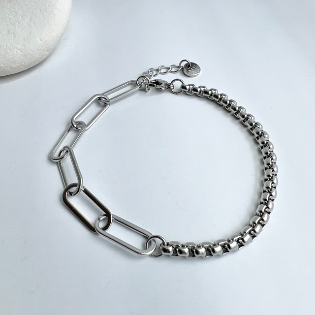 【Silver】アシンメトリーチェーンブレスレット