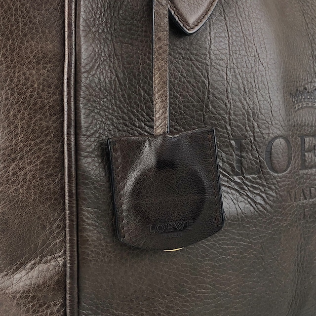 LOEWE ロエベ ヘリテージ ハンドバッグ ブラウン 型押しロゴ レザー トートバッグ vintage ヴィンテージ オールド faniey