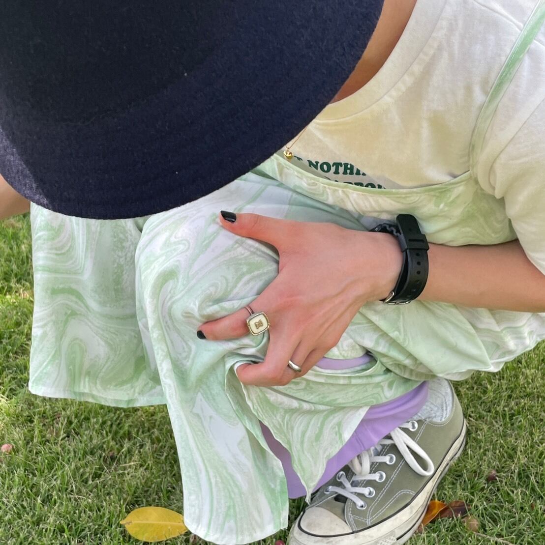 marble slit sheer キャミソール ワンピース_LN0455