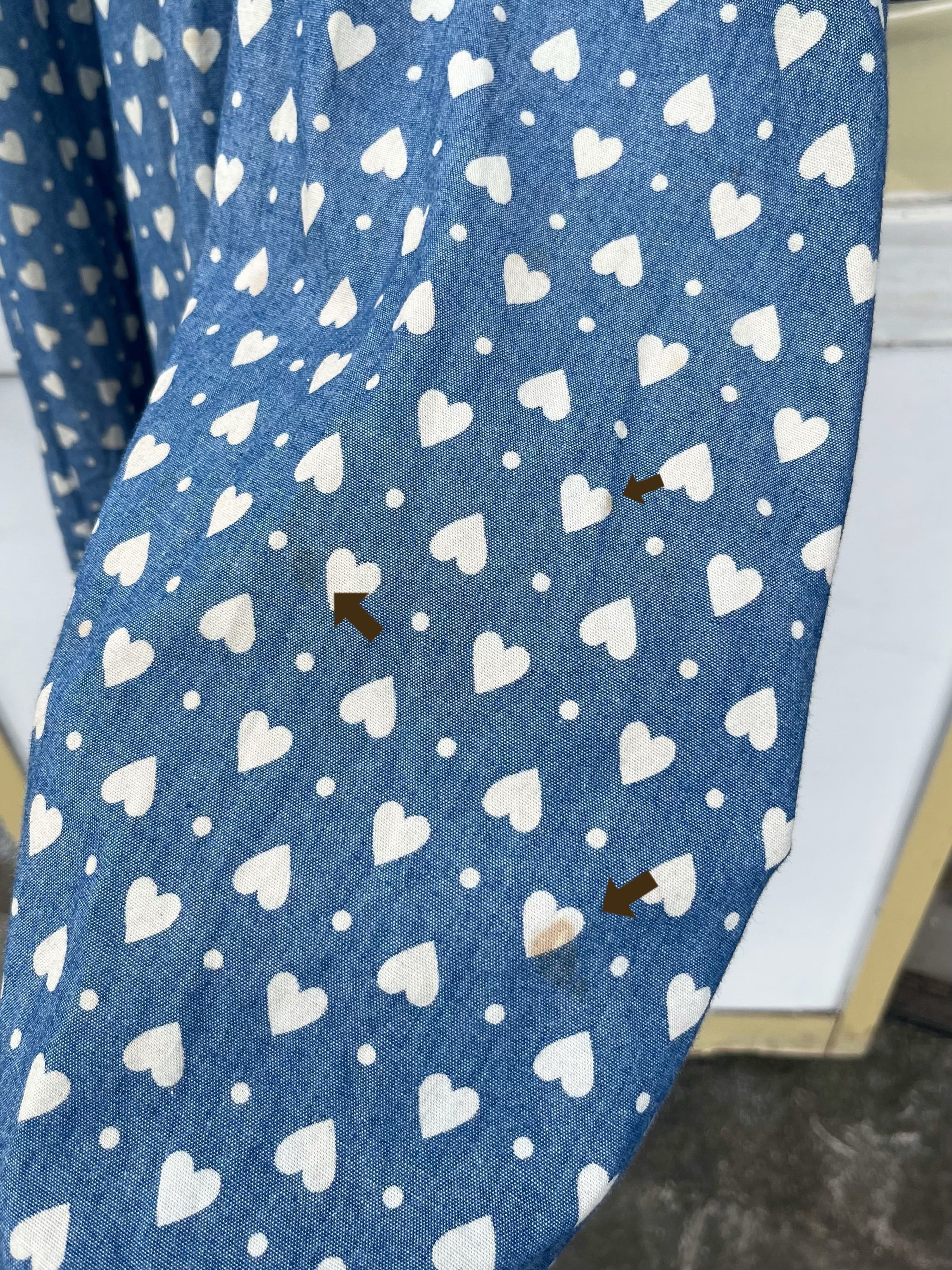heart dot denim flare one-piece