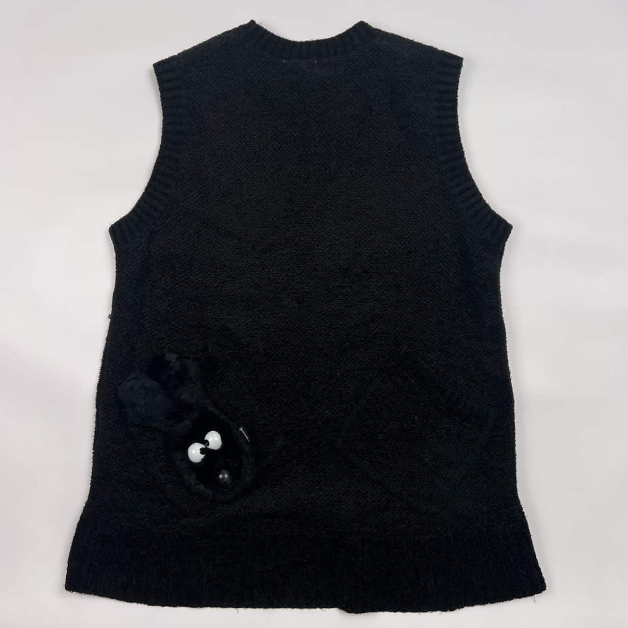 M.U SPORTS ミエコウエサコ キャラデザイン ニット ベスト F/ブラック レディース ゴルフ