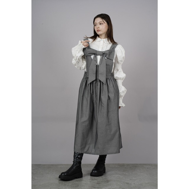 Front Ribbon Sleeveless Onepiece (Long)