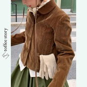 【2color】光沢が瞬く菊ボタンの物語ショートジャケット《W0209》