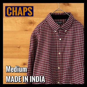 【CHAPS】 赤 チェック柄 長袖シャツ 柄シャツ M アメリカ古着