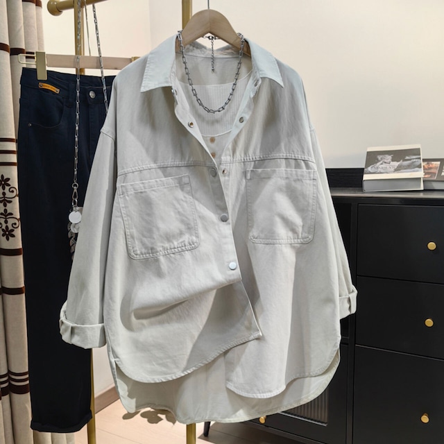 バックロゴプリントオーバーサイズカーゴシャツ R00167