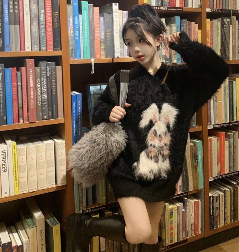 ラビットネックデザインシャギーニットトップス | selectshop.selepuu