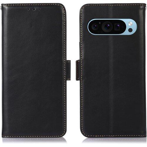 for Google Pixel 9/9 Pro ケース 手帳型 本革 ピクセル9 /9プロ 牛革 カバー 財布型 高級本皮 クレイジーホースレザー シンプル手帳ケース 耐摩擦 サイドマグネット式 カード収納 大容量 3枚 横置きスタンド機能 耐衝撃 Ayakumo ブラック 2797