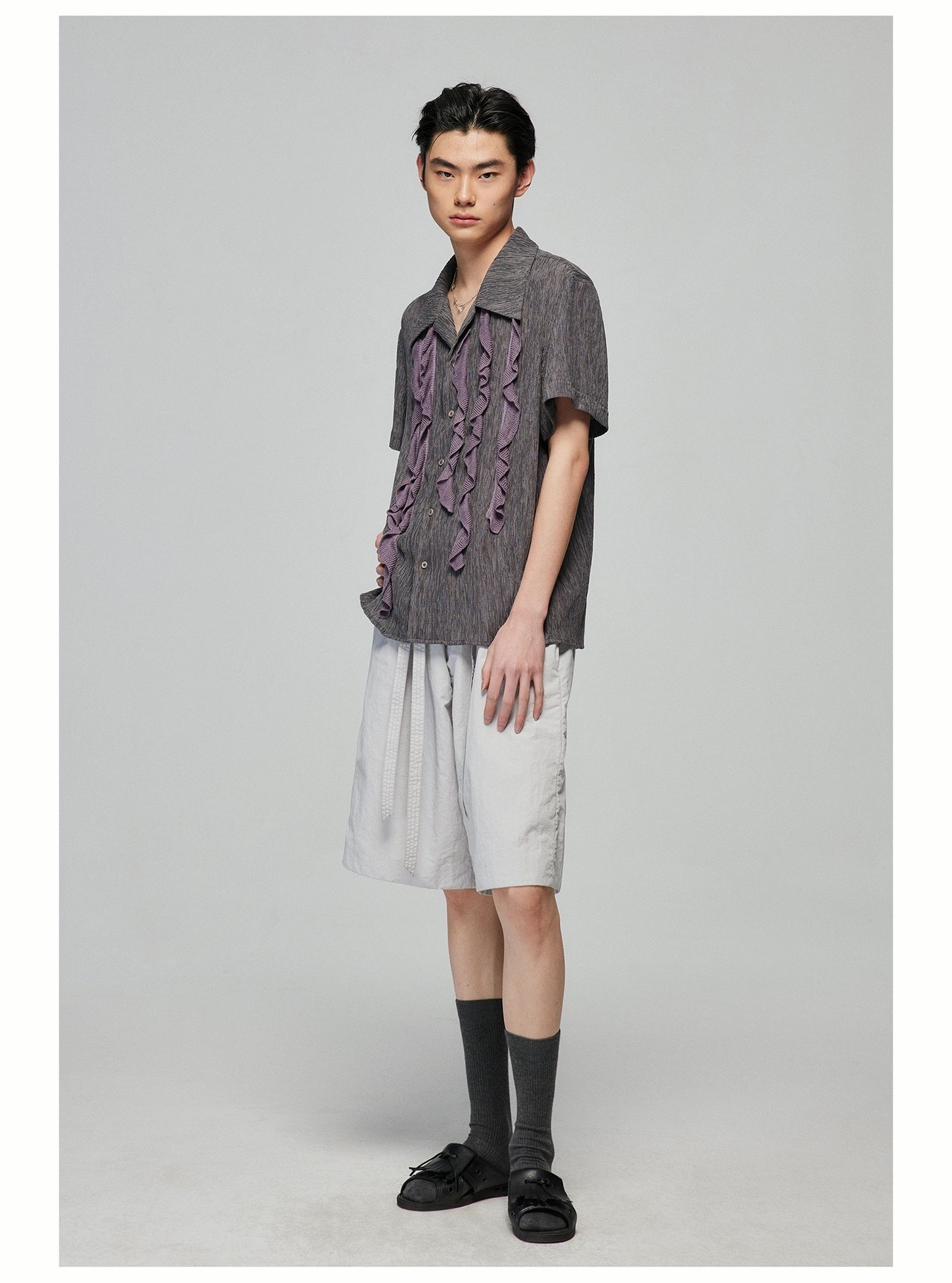 Smpleproject Fringe Collar Short Sleeve Shirt