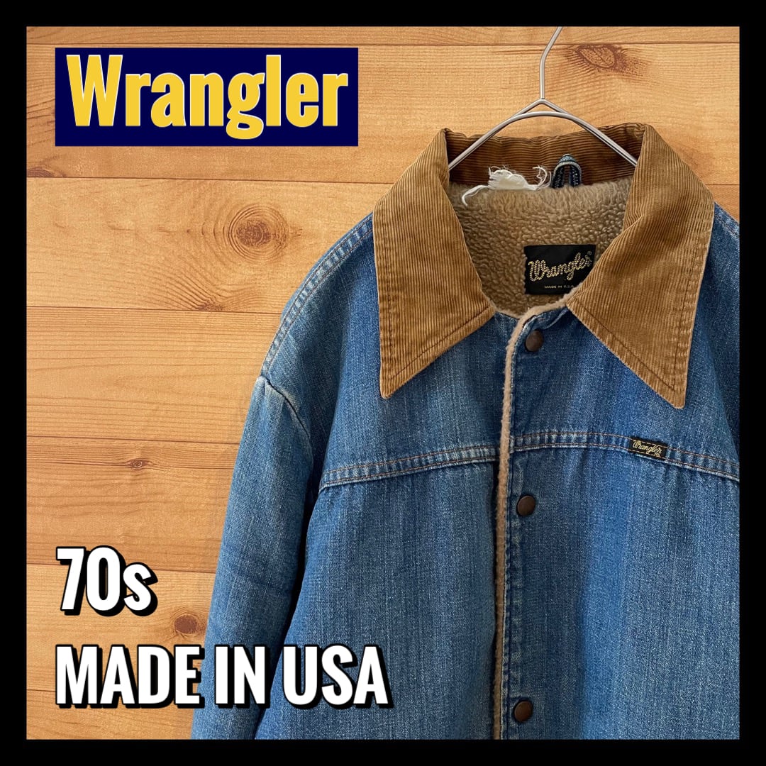 80´s 黒タグ Wrangler ラングラー 襟ボア コーデュロイ ジャケット-