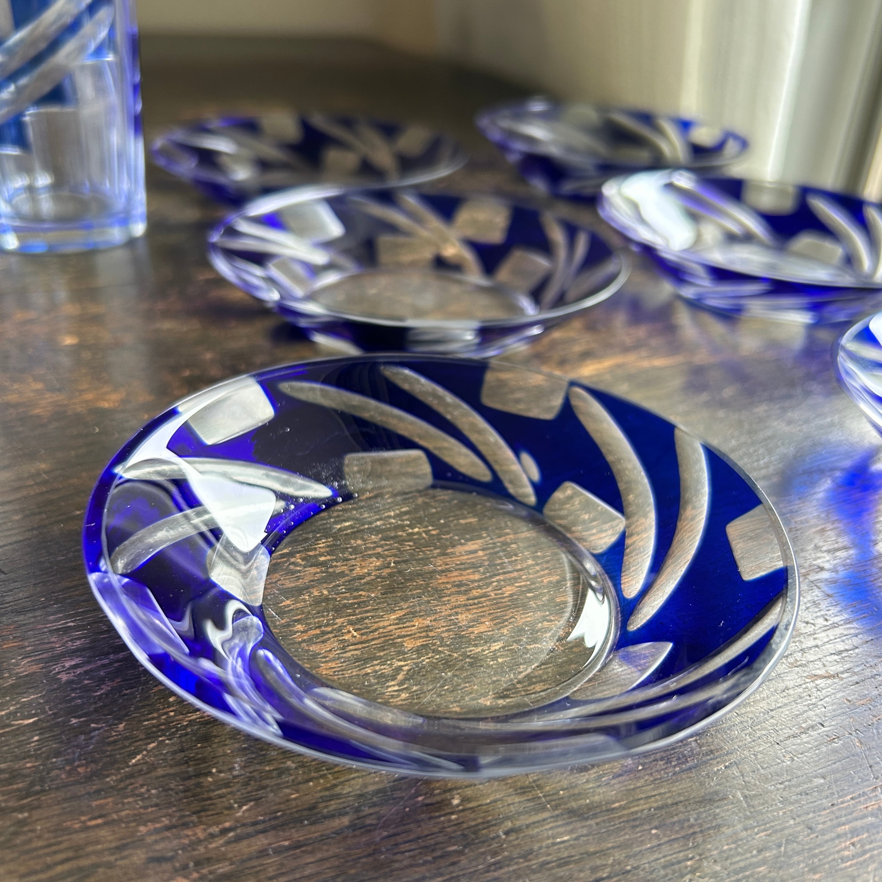 ヴィンテージ  被せガラスのグラス＆ソーサーセット