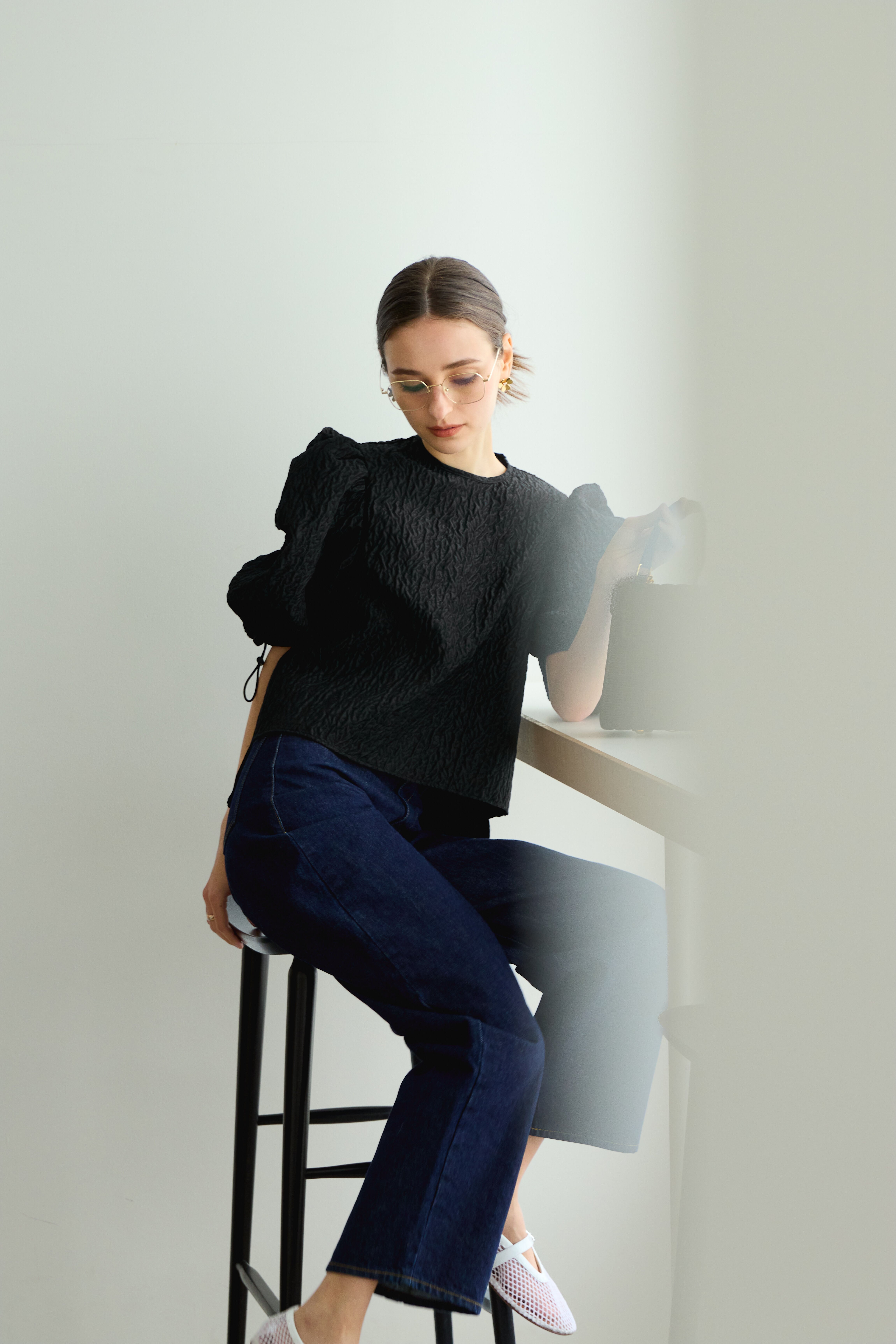 Jacquard spindle blouse | Bluelea