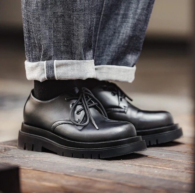 Black Thick Sole Lace-up Shoes / ブラック シック ソール レースアップ シューズ