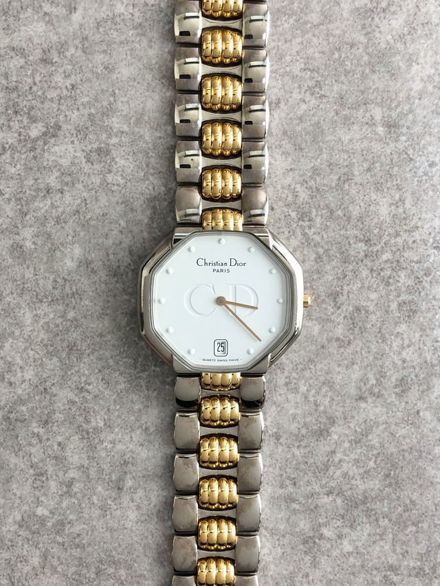 Christian Dior クリスチャン ディオール 腕時計 シルバー ゴールド オクタゴン ステンレススチール 45.204 クウォーツ vintage ヴィンテージ オールド 7f63by