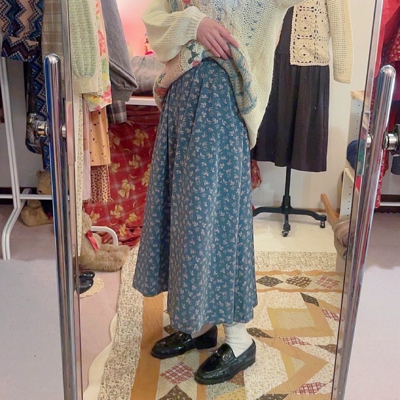 mini leaf green gather skirt