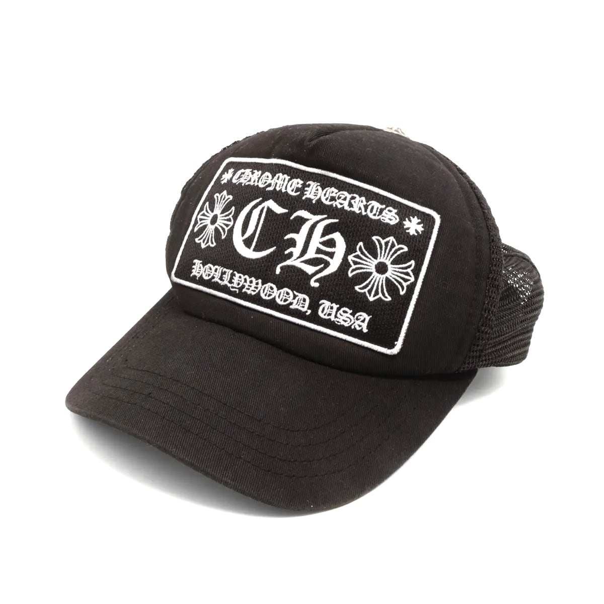 Rare◇CHROME HEARTS Trucker Cap Cotton x Polyester Black 871
