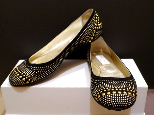 レア美★JIMMY CHOO ジミーチュウ スタッズ フラット パンプス黒