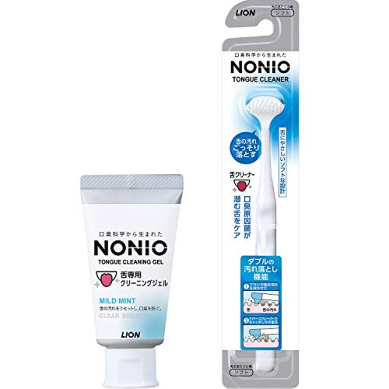 NONIO(ノニオ) 舌クリーナー + 舌専用クリーニングジェル 舌ブラシ 舌磨き 口臭ケア 舌専用設計 低刺激設計 舌苔をやさしくごっそり落とす