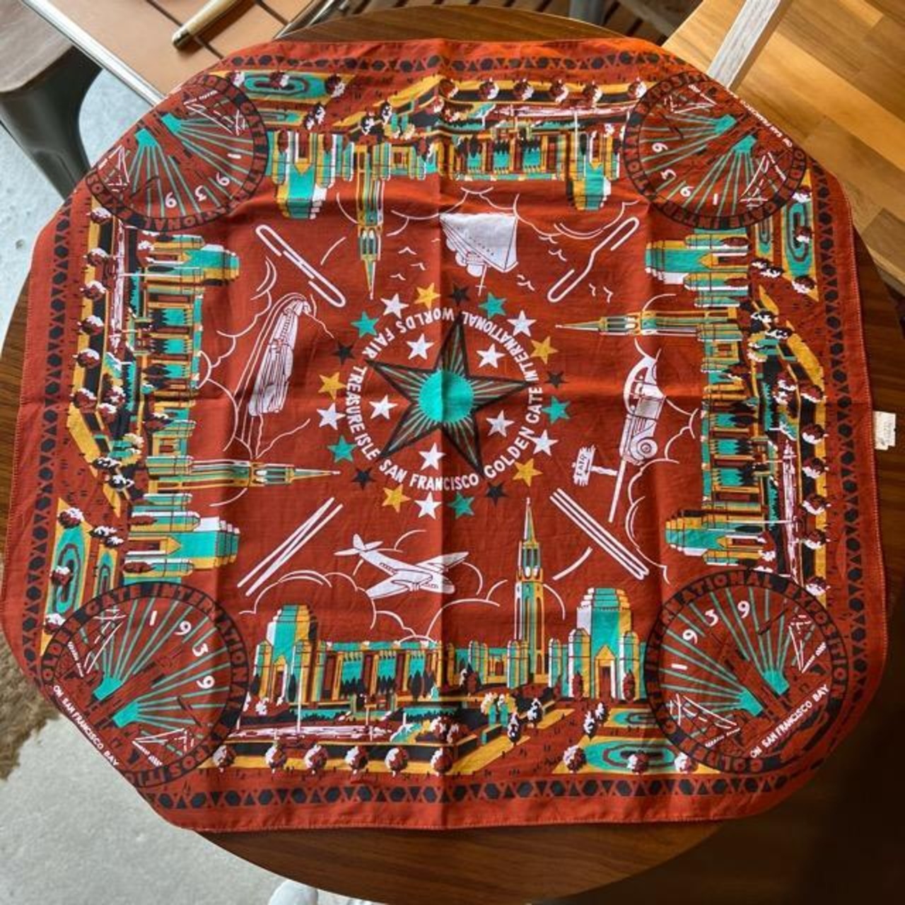 TOPANGA accessory One-wash cotton bandana　1939　Brown　バンダナ　小物　ランチクロス　ハンカチ　スカーフ　ギフト　プレゼント