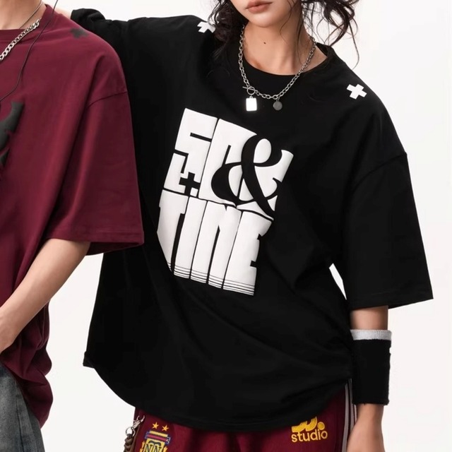 グラフィックアートドロップショルダーTシャツ 5col R02095