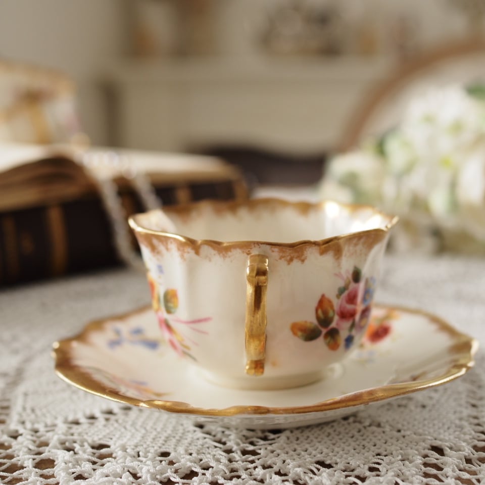 美品 英国Hammersley ハマースレイ ドレスデンスプレイ 手描きフラワー