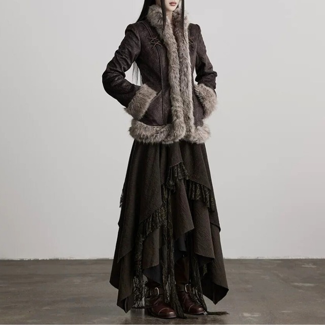 Faux fur edge jacket C1364