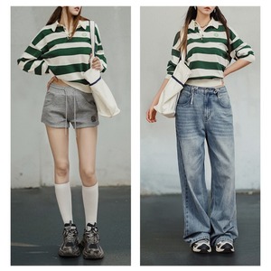 White and Green Striped Polo Shirt / ホワイト & グリーン ストライプ ポロシャツ