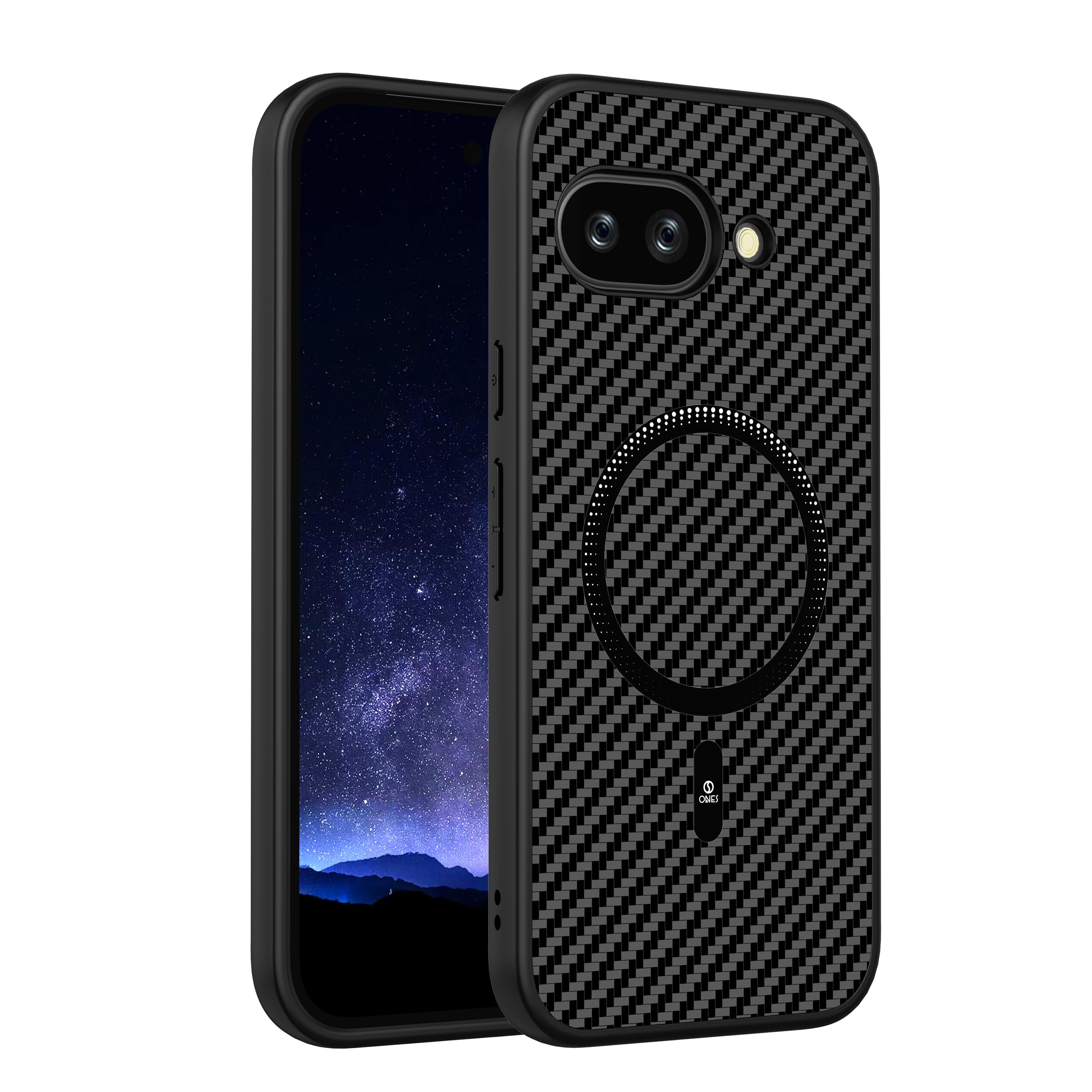 【米軍MIL規格・Magsafe対応】ONES Google Pixel 9a 用 ケース カーボン調 耐衝撃 画面 レンズ保護 碳素繊維テクスチャ 滑り止め 防汚 高磁力マグセーフ対応 カバー